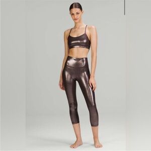 Lululemon Align High-Rise Crop Metallic Legging Radiate Foil Print French Press